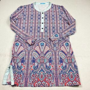 J.McLaughlin Tunic Blouse Paisley 3/4 Sleeve Popover Stretchy Shirt Size Small